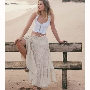 S/M/L• FREE PEOPLE drawstring maxi skirt 🪶✨